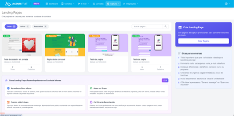 Listagem de landing pages