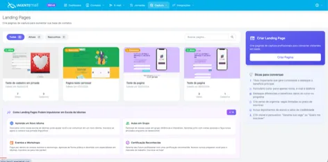 Listagem de landing pages