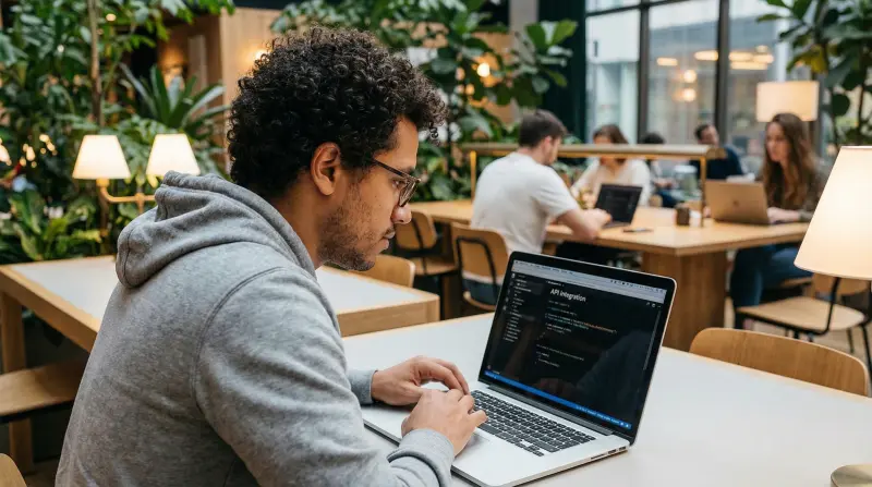 Desenvolvedor integrando API de SMS