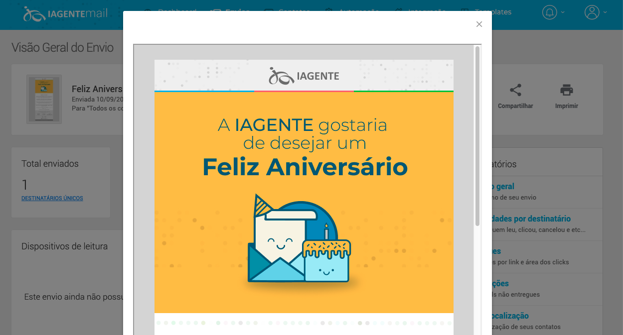 Envio automático de SMS de aniversário no IAGENTEsms